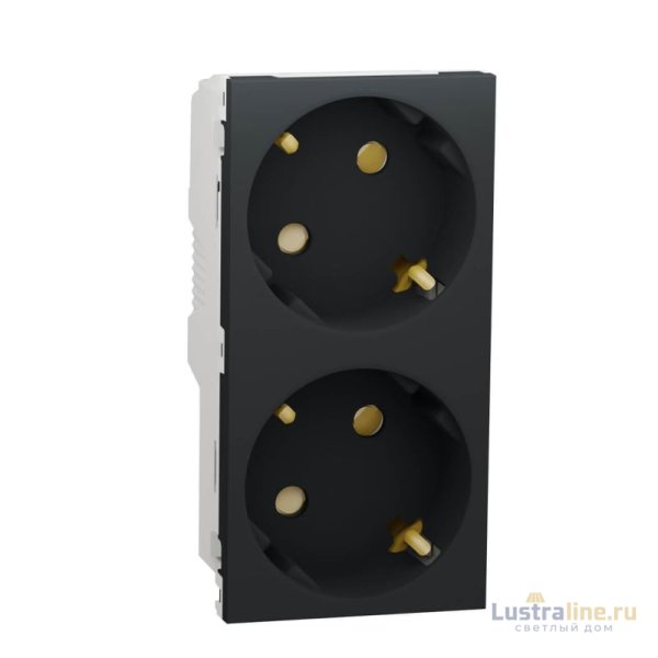 Розетка двойная Schneider Electric Unica New Modular с/з со шторками NU306754A
