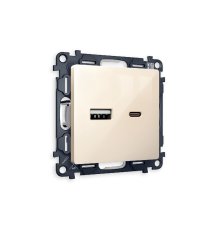 Комплект механизма розетки 2USB A+C 20W (быстрая зарядка) Ambrella Volt Alfa MA311010