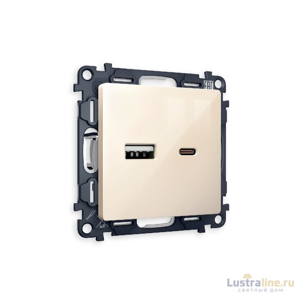 Комплект механизма розетки 2USB A+C 20W (быстрая зарядка) Ambrella Volt Alfa MA311010