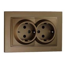 Розетка с заземлением двойная Mono Electric Despina 16А 250В бронза 102-232304-120