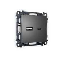 Комплект механизма розетки 2USB A+C 20W (быстрая зарядка) Ambrella Volt Alfa MA661010