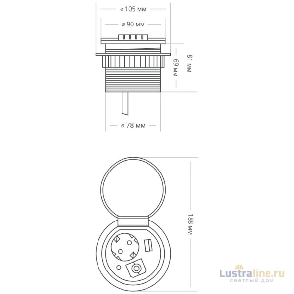 Блок розеток 51 (1 секция и 2 USB) Mebax 00-00000828