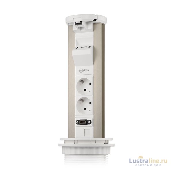 Блок розеток 12J (2 секции, USB type A+C + RJ45 + HDMI) беспроводная зарядка Mebax 00-00002598