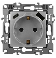 Розетка со шторками с USB type-A+C Эра 12-4108-03 Б0067716