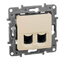 Розетка компьютерная 2хRJ45 Legrand Etika 5 кат UTP слоновая кость 672355