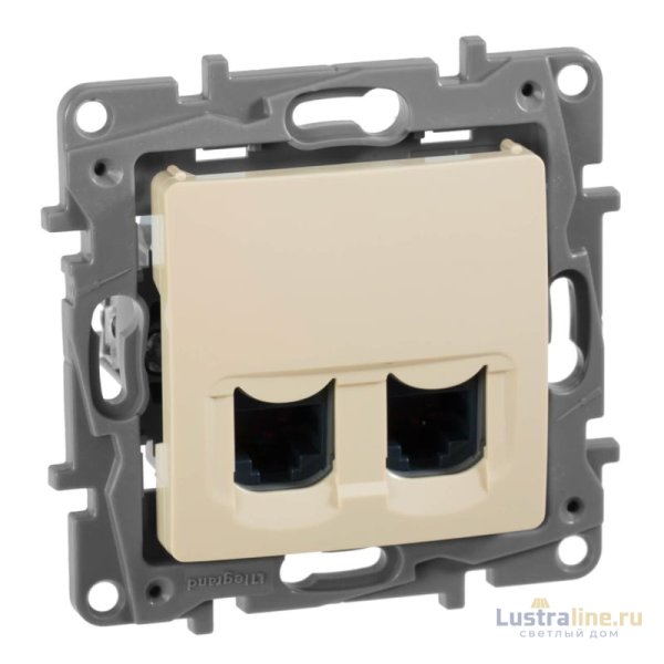 Розетка компьютерная 2хRJ45 Legrand Etika 5 кат UTP слоновая кость 672355