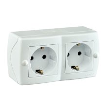 Розетка на 2 поста с заземлением Mono Electric Octans IP20 16А 250В белый 104-010107-120