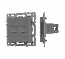 Механизм компьютерной розетки двойной Arlight SCT-MPC2-PL-GR (RJ-45, CAT6) 045338