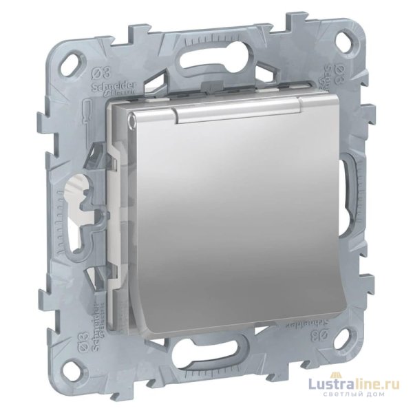 Розетка Schneider Electric Unica New с/з со шторками, с крышкой 16A 250V NU503730TA