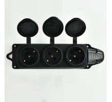 Розетка наружная тройная с заглушками Lezard Каучук 106-0400-0101/101