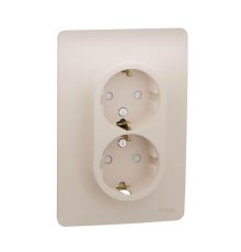 Розетка двойная Schneider Electric Unica New с/з со шторками NU206744