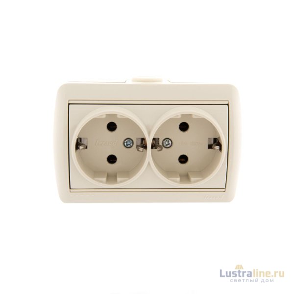 Розетка двойная с/з Lezard Nata 710-0300-127