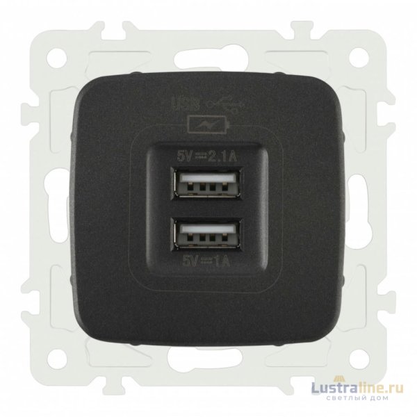 Розетка USB 2.1А+1А Arte Milano 205.46-1.black