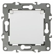 Розетка 2P+E Schuko со шторками с крышкой Эра 12-2103-01 Б0014693