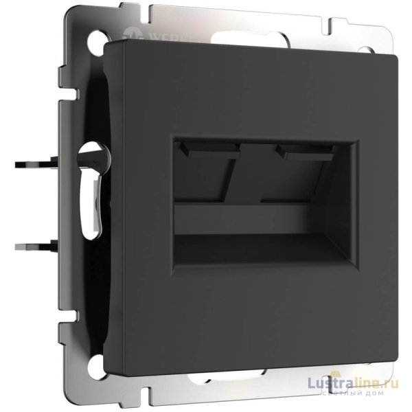 Розетка Werkel двойная Ethernet RJ-45 черный матовый W1182208 4690389157004