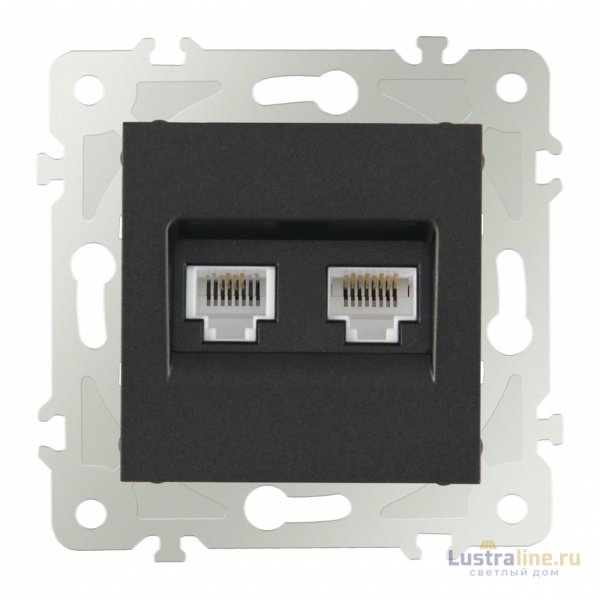 Розетка телефонная RJ11 + компьютерная RJ45 Arte Milano 203.44-1.black