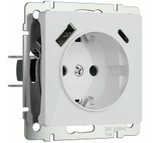 Розетка с заземлением, шторками и USB тип A+C Werkel 4690389197345 W1171741 a064014