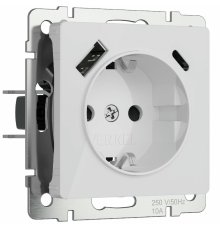Розетка с заземлением, шторками и USB тип A+C Werkel 4690389197345 W1171741 a064014
