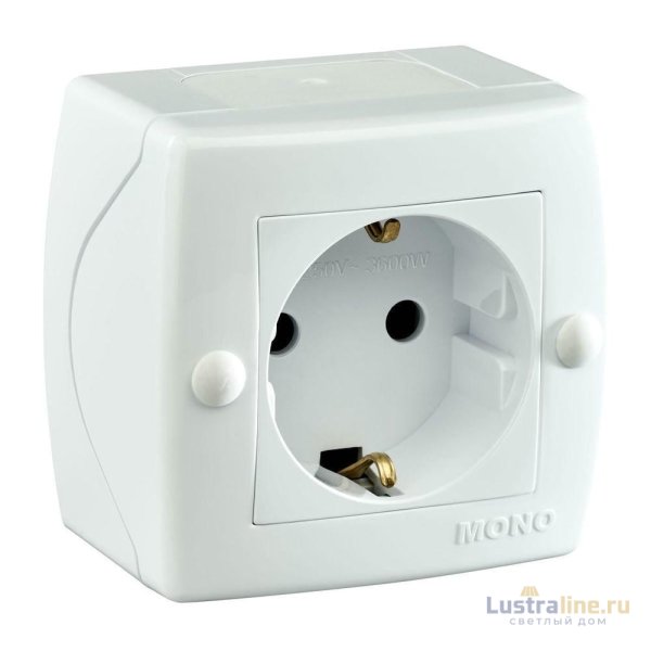 Розетка на 1 пост с заземлением Mono Electric Octans IP20 16А 250В белый 104-010107-117