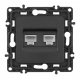 Розетка телефонная RJ11 + компьютерная RJ45 Arte Milano 217.44-1.black