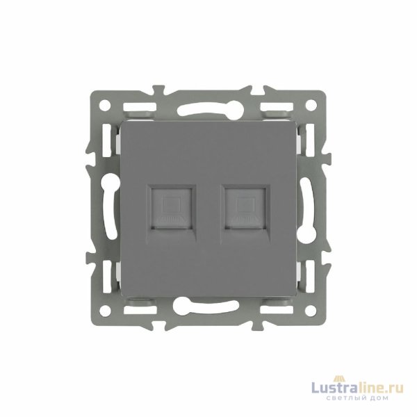 Механизм компьютерной розетки двойной Arlight SCT-MPC2-PL-GR (RJ-45, CAT6) 045338
