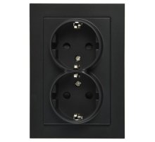 Двойная розетка SHUKO Jasmart с защитными шторками черный матовый (soft touch) 16A 250V 2P+T G5504PB