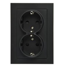 Двойная розетка SHUKO Jasmart с защитными шторками черный матовый (soft touch) 16A 250V 2P+T G5504PB