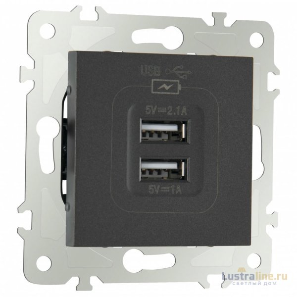 Розетка USB 2.1А+1А Arte Milano 203.46-1.black