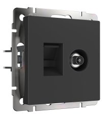 Розетка Werkel TV/RJ-45 6 кат черный матовый W1181308 4690389174483