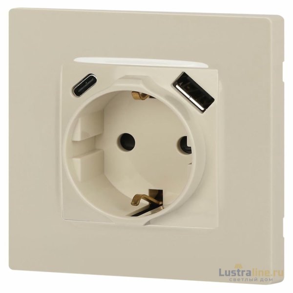 Розетка со шторками с USB type-A+C Эра 12-4108-02 Б0067731