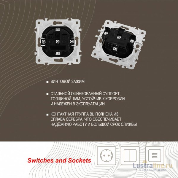 Розетка с заземлением и шторками Arte Milano 203.40-1.silver