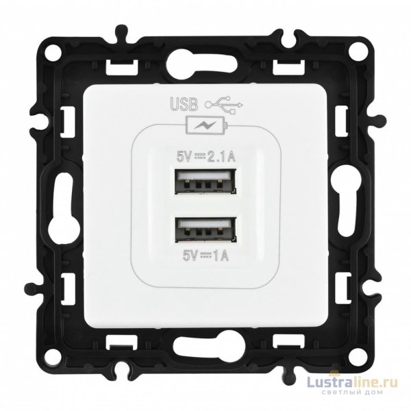 Розетка USB 2.1А+1А Arte Milano 217.46-1.white