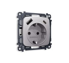 Комплект механизма розетки 2USB A+C 20W (быстрая зарядка) с/з Ambrella Volt Omega MO510010