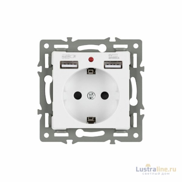 Механизм розетки с USB зарядкой Arlight SCT-MUAA-PL-WH (250V, 16A) 043733