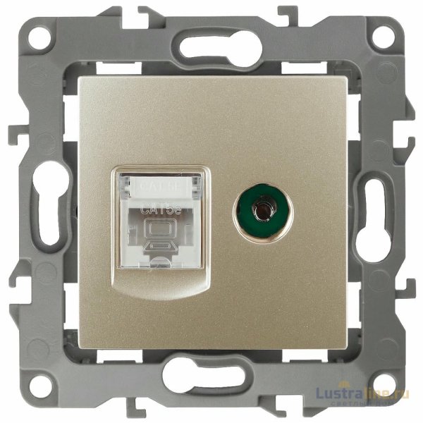 Розетка комбинированная RJ45+TV Эра 12-3110-04 Б0027444