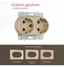 Розетка двойная с заземлением Arte Milano 202.40-2.shampan
