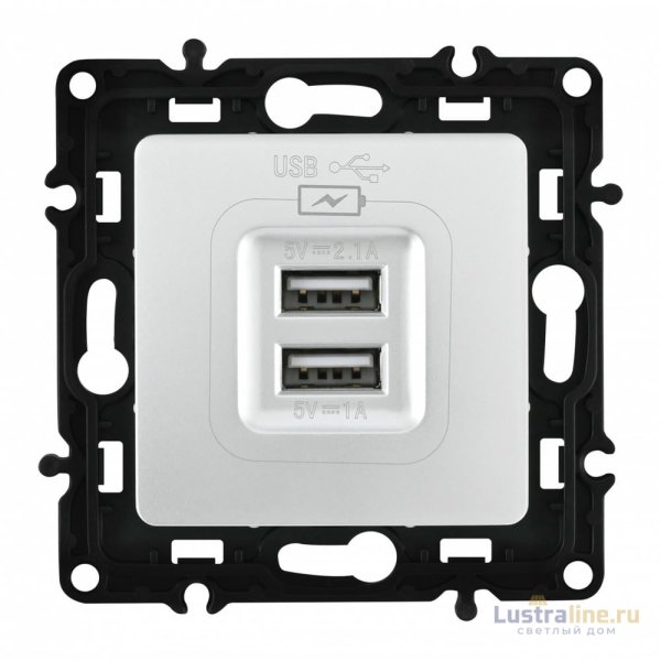 Розетка USB 2.1А+1А Arte Milano 217.46-1.silver
