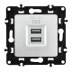 Розетка USB 2.1А+1А Arte Milano 217.46-1.silver