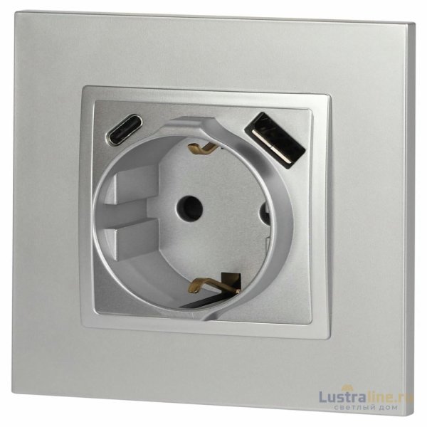 Розетка со шторками с USB type-A+C Эра Elegance 14-4108-03 Б0067741