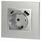 Розетка со шторками с USB type-A+C Эра Elegance 14-4108-03 Б0067741