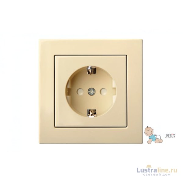 Розетка с заземлением и шторками Liregus Epsilon 28-0663