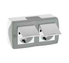 Розетка на 2 поста с заземлением и крышкой Mono Electric Octans IP20 16А 250В бело-серый 104-020001-184