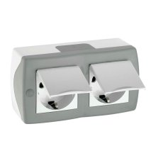 Розетка на 2 поста с заземлением и крышкой Mono Electric Octans IP20 16А 250В бело-серый 104-020001-184