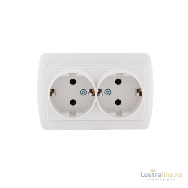 Розетка двойная с/з Lezard Demet 711-0200-127