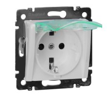 Розетка 2К+З Legrand Valena 16A 250V с/з со шторками крышкой винтовой зажим немецкий стандарт белый 774220