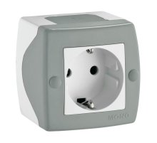 Розетка на 1 пост с заземлением Mono Electric Octans IP20 16А 250В бело-серый 104-020007-117