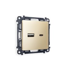 Комплект механизма розетки 2USB A+C 20W (быстрая зарядка) Ambrella Volt Alfa MA611010