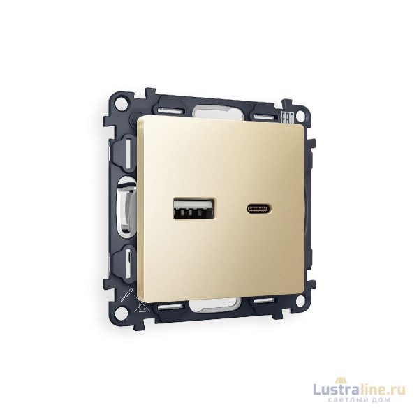 Комплект механизма розетки 2USB A+C 20W (быстрая зарядка) Ambrella Volt Alfa MA611010