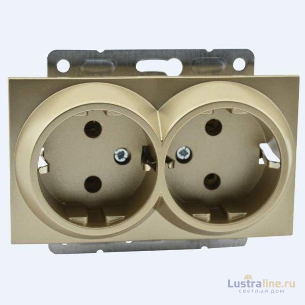 Розетка с заземлением двойная Mono Electric Despina-Larissa 16А 250В титан 500-002204-120