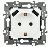 Розетка со шторами и 2 USB Эра 12-4109-01М Б0065728
